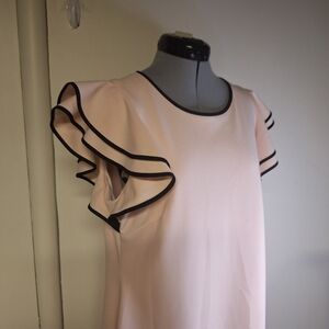 Tommy Hilfiger Pink Ruffle Sleeve Light Pink Shift Midi Dress        Size 14